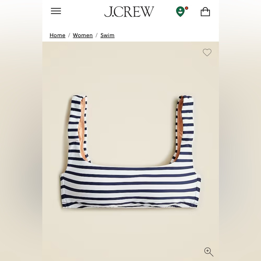 NWT J. Crew Squareneck Bikini Top in classic stripe — size 2X